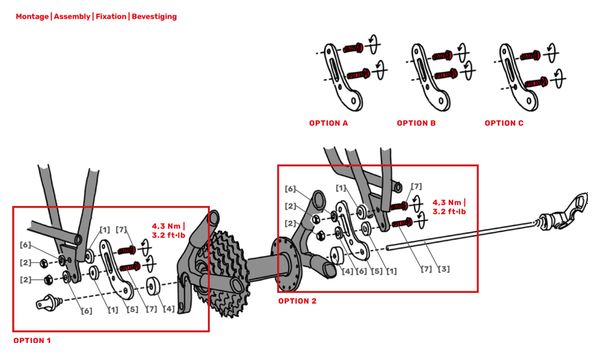 Tubus Rear Carrier Adapter Set For QR-Axle-Mounting (Large) for Dropout Without Eyelets