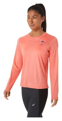 Maillot manches longues Asics FujiTrail Logo Corail Femme