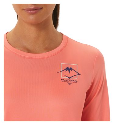 Maillot manches longues Asics FujiTrail Logo Corail Femme