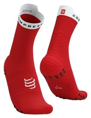 Chaussettes Compressport Pro Racing Socks v4.0 Run High Rouge/Blanc