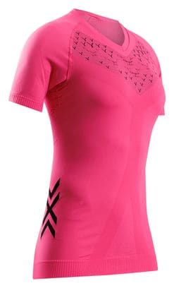 Maillot manches courtes X-Bionic Twyce Run Rose Néon/Noir Femme