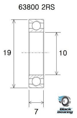 Schwarzes Lager 63800-2RS 10 x 19 x 7 mm