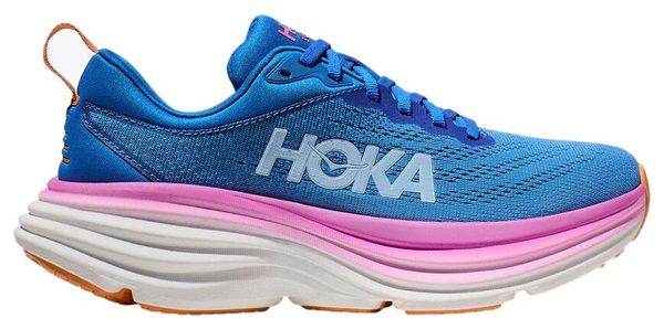 Chaussures de Running Femme Hoka Bondi 8 Wide Bleu Orange Rose