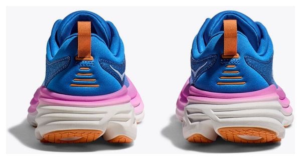 Chaussures de Running Femme Hoka Bondi 8 Wide Bleu Orange Rose