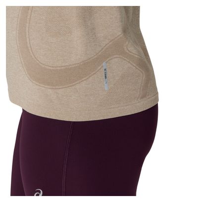 T-Shirt Running Asics Road Seamless Beige Femme