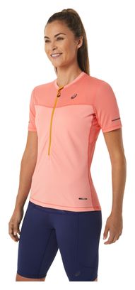 Maillot manches courtes 1/2 Zip Asics FujiTrail Rose Femme