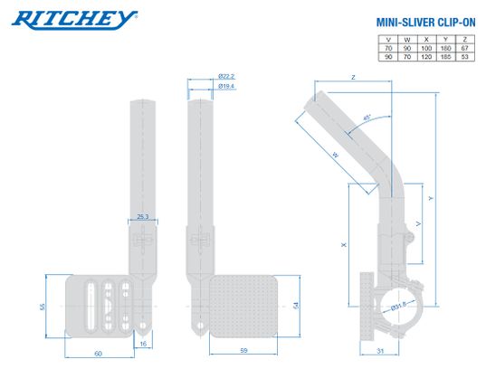 Kit de extensión de barra con clip Ritchey Mini Sliver
