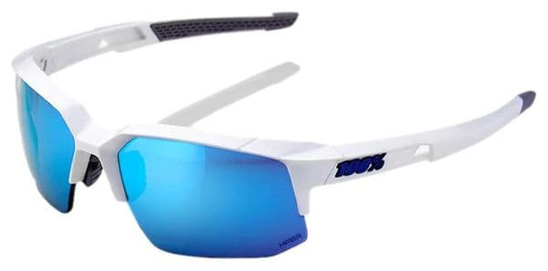 Lunettes 100% Speedcoupe Blanc Mat / Ecran Bleu Miroir