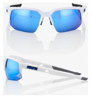 Lunettes 100% Speedcoupe Blanc Mat / Ecran Bleu Miroir