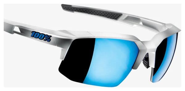 Lunettes 100% Speedcoupe Blanc Mat / Ecran Bleu Miroir