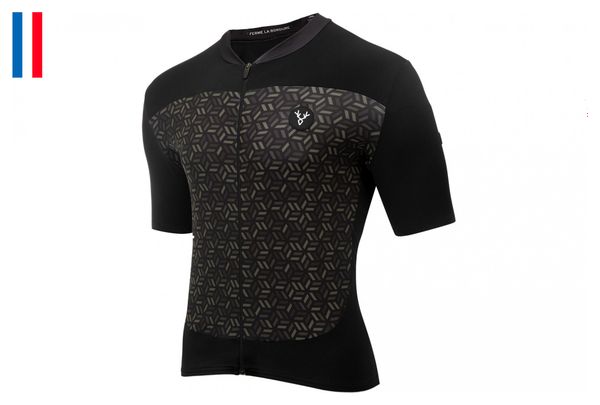 LeBram Korte Mouw Jersey Croix de Fer Zwart Khaki Slim Fit