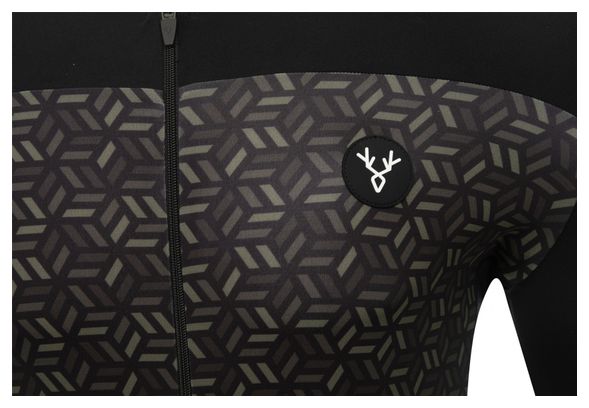 LeBram Korte Mouw Jersey Croix de Fer Zwart Khaki Slim Fit