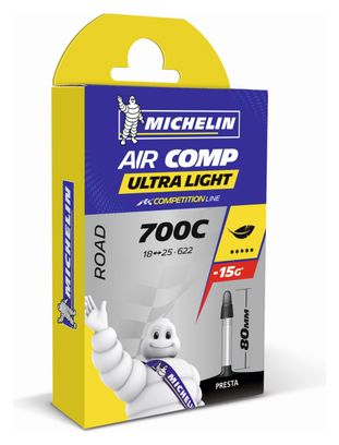 Tubo ultraligero Michelin AirComp 700 mm Presta 80 mm
