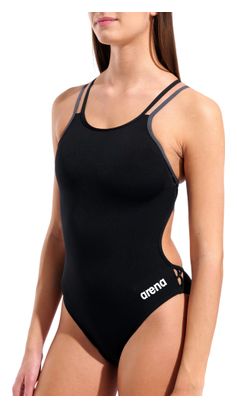 Arena-Badeanzug mit „Double Cross“-Rücken, einfarbig, schwarz/grau, für Damen