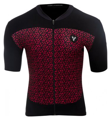 Maillot Manches Courtes LeBram Croix de Fer Noir Bordeaux Coupe Ajustée