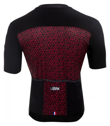 Maillot Manches Courtes LeBram Croix de Fer Noir Bordeaux Coupe Ajustée