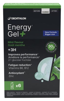 Gels énergétiques Decathlon Nutrition Gel+ Menthe x6