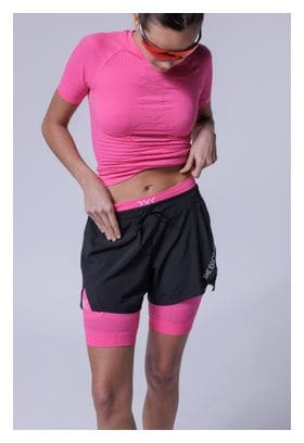 Short 2-en-1 X-Bionic Effektor Noir/Rose Néon Femme