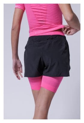 Short 2-en-1 X-Bionic Effektor Noir/Rose Néon Femme