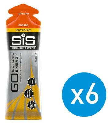 SIS GO Geles Energéticos Isotónicos (Pack de 6) Naranja 60ml