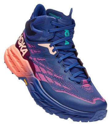 Hoka Speedgoat 5 Mid GTX Damen-Wanderschuhe Rosa Blau