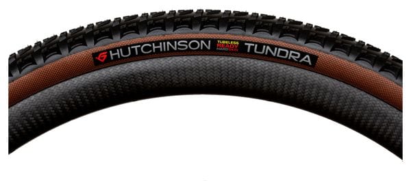 Hutchinson Tundra 700 mm Tubeless Ready Flexibler Hardskin Bi-Compound Gravel-Reifen Beige Flanken Tan