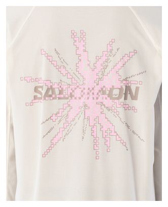 T-Shirt Running Salomon SHKout Core Graphic Blanc/Rose Homme