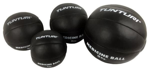 TUNTURI Balle de médecine / Ballon médicinal / Medicine ball en cuir 3kg noir