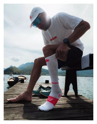 Calzini Compressport Full Socks Recovery 2.0 Ironman 2026 Bianco/Rosso