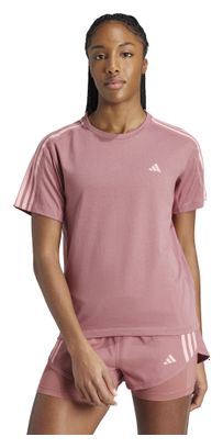 Maillot de manga corta <strong>Own the Run 3-Stripes</strong> Rosa para mujer