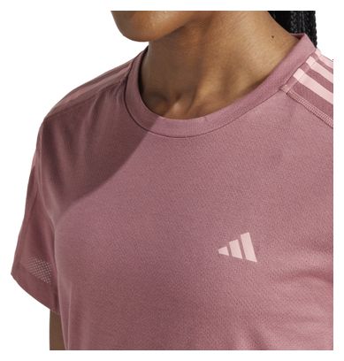 Maillot de manga corta <strong>Own the Run 3-Stripes</strong> Rosa para mujer