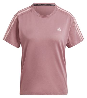 Maillot manches courtes adidas Own the Run 3 bandes Rose Femme