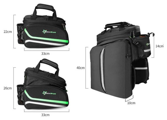 Sacoche de porte-bagages arrière étanche et pliable  10-35 L
