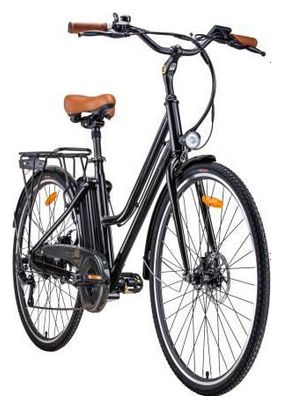Vélo électrique 28'' - Velair - Shimano 7 Vitesses - Freins a disques - Autonomie 50 km - Cadre aluminium - Noir