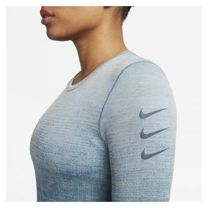 Haut manches longues Nike Dri-Fit ADV Run Division Femme Bleu Gris