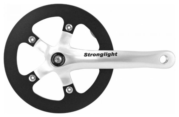 PEDALIER ROUTE STRONGLIGHT 8V. IMPACT R ARGENT 170mm 42dts AVEC CARTER POUR TRANSMISSION SANS TENDEUR DE CHAINE POUR MOYEUX VITESSES INTEGREES (AXE CARRE 127mm)