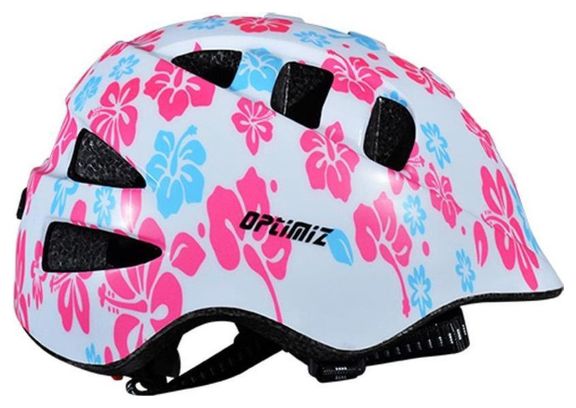 Casque enfant Optimiz - Fleurs Blanc Rose Bleu - Extra Small