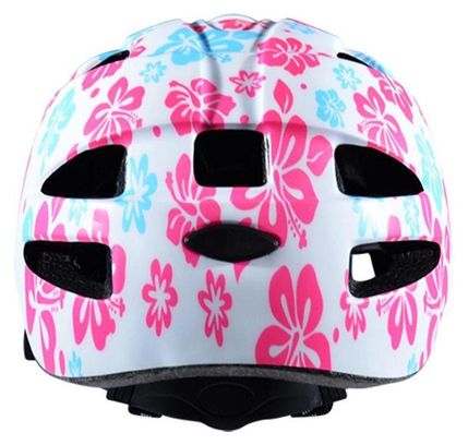 Casque enfant Optimiz - Fleurs Blanc Rose Bleu - Extra Small