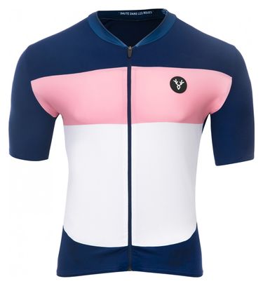 LeBram Eze Short Sleeve Jersey Navy Blue Pink Slim Fit