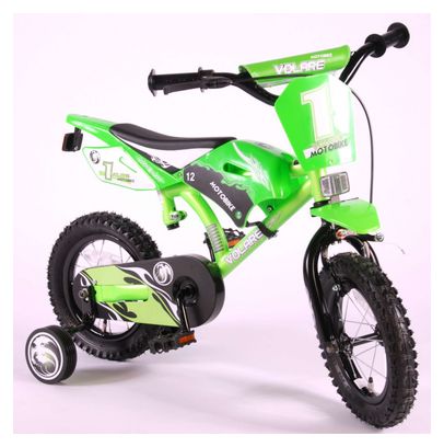 Vélo moto enfant Volare - garçon - 12 po - vert - assemblé à 95 %