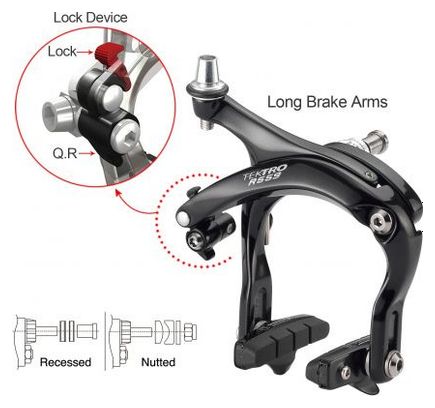 Paire d'étriers de frein de route Tektro R559 noir (nut)