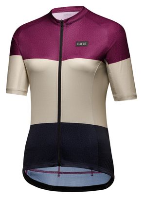 Maglia Gore Wear Spirit Stripes Viola/Beige a manica corta