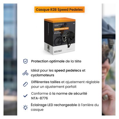 R2B Casque vélo adulte pour Pedelec et Moped - Eclairage LED