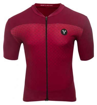 LeBram Korte Mouw Jersey Portillon Bordeaux Slim Fit