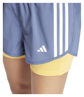2-in-1 Shorts Damen adidas Performance Own The Run Blau Orange