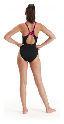 Costume da bagno Speedo Boom Logo Splice Muscleback Donna Nero/Rosa