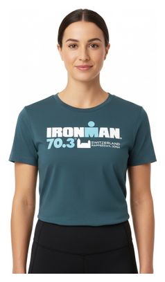 Dames Ironman 70.3 Rapperswil Turquoise Blauw Korte Mouw T-Shirt