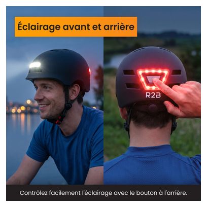 Casque vélo adulte R2B éclairage LED - Casque vélo Dames / Hommes Vélo électrique