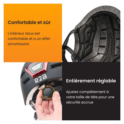 Casque vélo adulte R2B éclairage LED - Casque vélo Dames / Hommes Vélo électrique