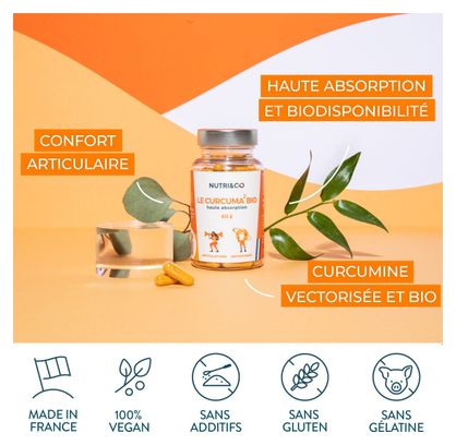 Curcuma BIO Breveté Haute Absorption - Confort Articulaire - 60 gélules